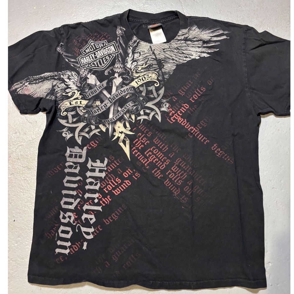 Harley-Davidson Graphic T-Shirt Mens XL Black 2011 Affliction Style Biker Tee